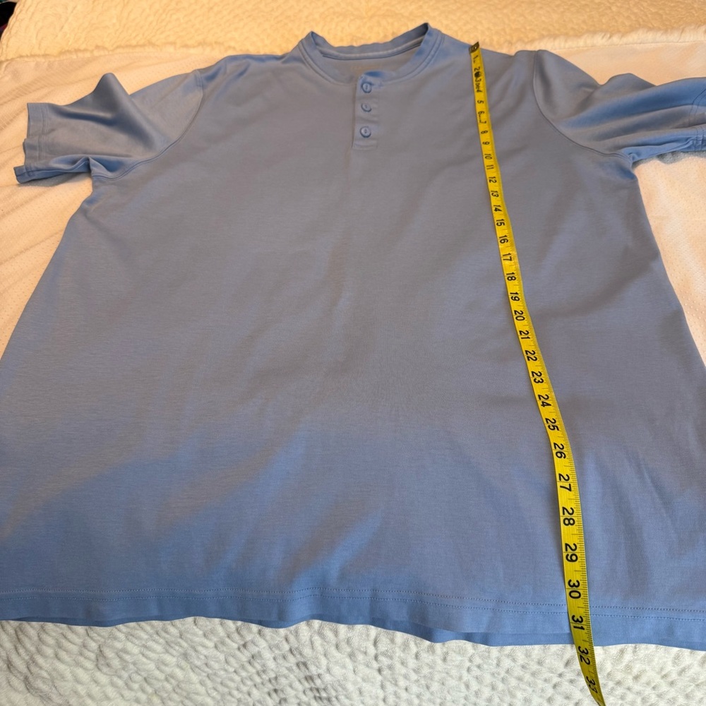 LL Bean Pima Cotton Blue Henley Shirt Men’s Sz XL Tall Soft Casual Short Sleeves - Picture 7 of 8